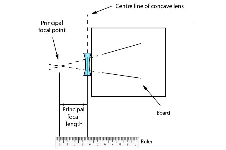 Measuring from the point they traced lines cross to the centre of the concave lens will give you the principal focal length